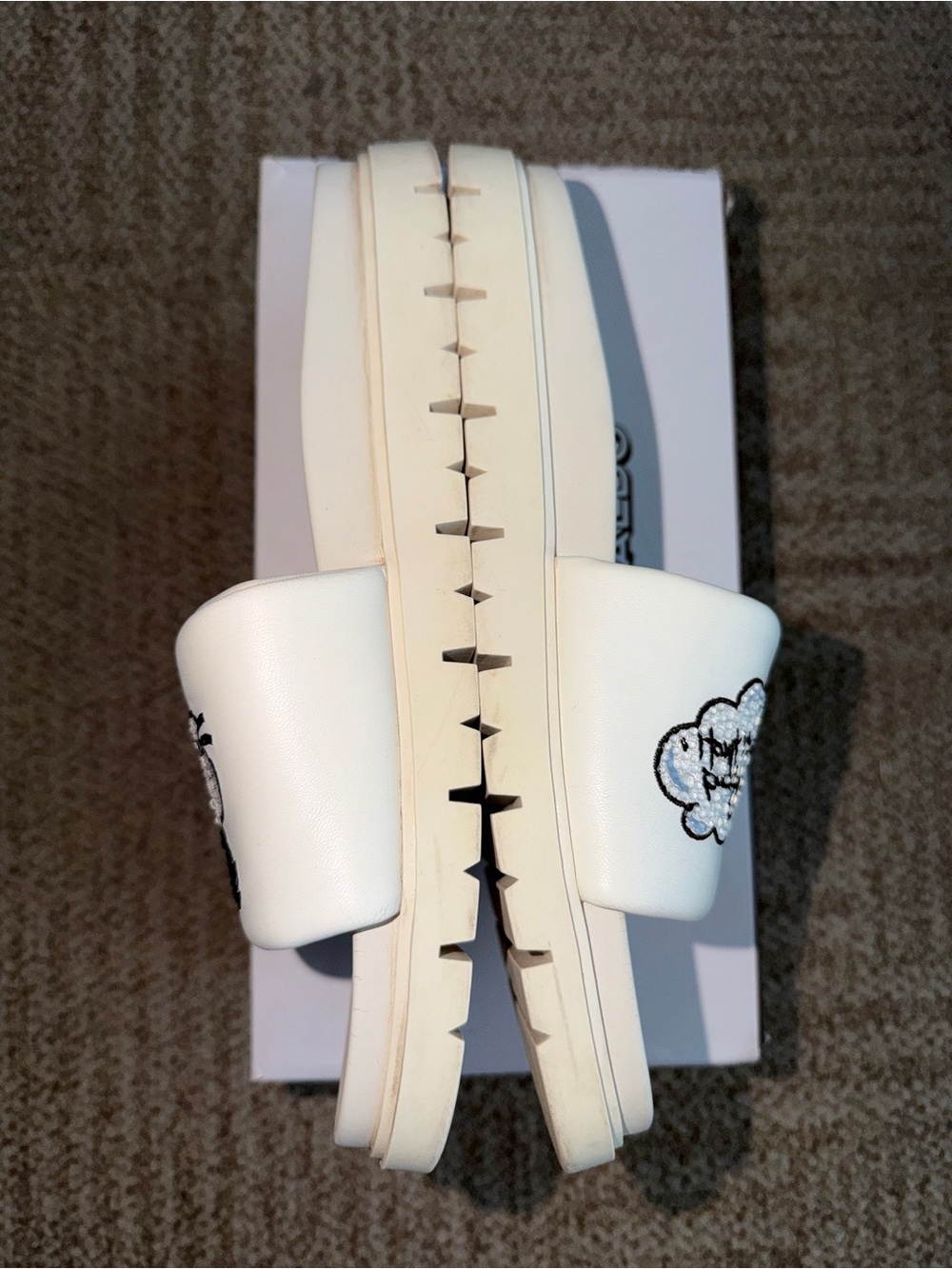 Limited Edition - Aldo White Looney Tunes (Tweety & Sylvester) Slide Sandals - Picture 2 of 8